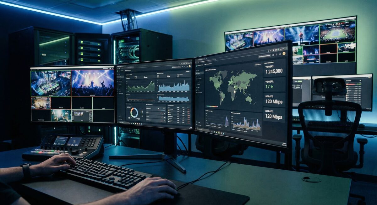 Streaming kontrollrum för mediebolag